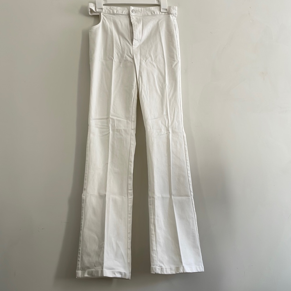 Asymmetrical cut out white pants